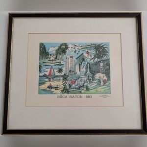 Vintage Boca Raton 1983 Framed Travel Advertising Print
